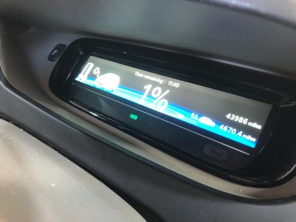 An electric vehicle on charge at Ace Auto Centre
